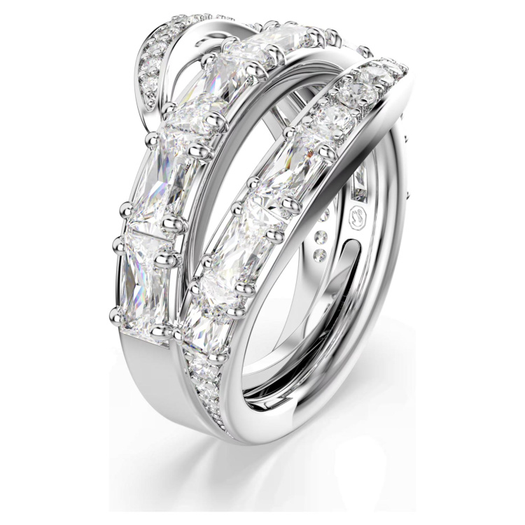Vienna ring Mixed cuts, Swan, White, Rhodium plated